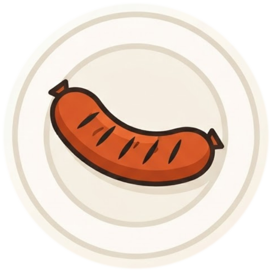 Ilustração de linguiça no prato
